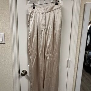 Elegant Cream satin Women's Pants